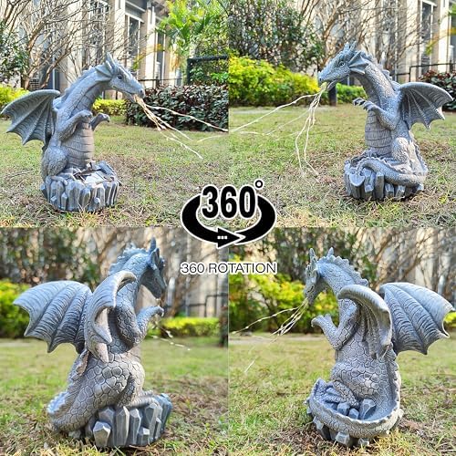 Dragon Solar Garden Statues Outdoor Decoration with LED Light Strings,Dragon Figurine Solar Lights Lawn Décor,Outside Statue Ornament for Patio, Balcony, Yard,Unique Gifts for Mom Grandma - Image 5