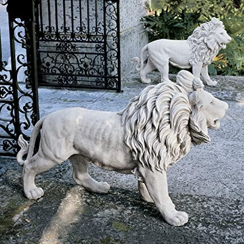 Design Toscano Regal Lion Sentinel of Grisham Manor Outdoor Entryway Garden Statue, Left, 37 Inch Tall, Cast Stone Resin, Antique Stone - Image 7