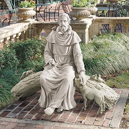 Design Toscano KY1390 In Nature's Sanctuary Francis of Assisi Religious Garden Statue, 49 inches wide, 37 inches tall, Handcast Polyresin, Antique Stone Finish - Image 2