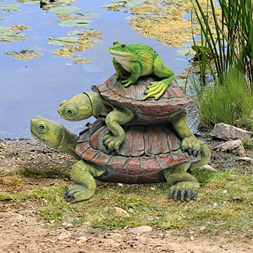 Design Toscano In Good Company Frog and Turtles Garden Animal Statue, 11 Inch Long, 8 Inch Tall, Cast Stone Resin, Full Color Finish - Image 2