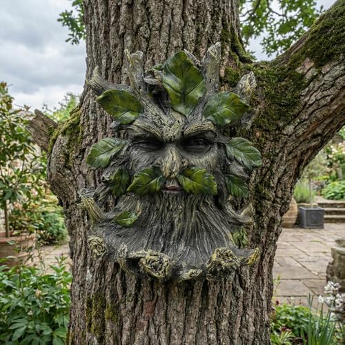Elenon Old Man Tree Face Statue for Outdoor with Bird Feeder, Hand Painted Garden Decor Tree Hugger Whimsical Yard Art Sculpture Gift - Image 3