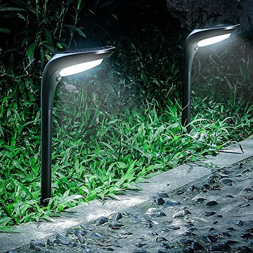 Solar Pathway Lights,【2 Pack】 Solar Garden Lights Outdoor Waterproof Solar Powered Path Light Auto On/Off for Landscape Path Yard Patio Walkway Driveway Pool Holiday (Cool White & Warm White) by OSORD