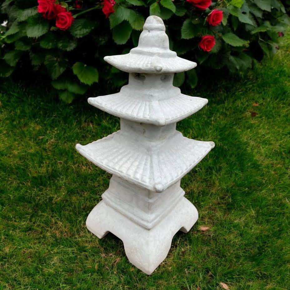 Garden Pagoda Figurine Stone Yard Decoration Japanese Pagoda Sculpture Front Door Ornament Concrete Statue Pagoda Decor - Image 4