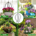 2PCS Large Garden Obelisk Trellis for Climbing Plants 25.5"X21.5" Metal Round Trellis for Outdoor Potted Sphere Frame for Roses Vines Support, Urn Filler Patio Doorway Courtyard Decor, Easy Assembly - Image 7