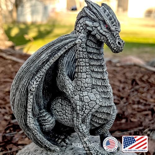 Medieval Dragon Shelf Sitter | Gothic Statue for Home, Office, or Garden | Fierce Winged Figurine | 6.5 Inches Indoor & Outdoor Resin Decor (Tavros the Dragon) - Image 2