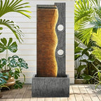 AUTODAYA 39" Zen Faux Slate Outdoor Fountain LED Cascading Waterfall - Image 2