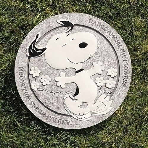 Roman Snoopy Dance Stepping Stone Peanuts, 12-inch Diameter, Resin, Stone Mix, Home, Garden, Outdoor - Image 2