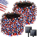 Solar String Lights Outdoor 2 Pack 480 LED Christmas Lights Red White Blue by Albelt