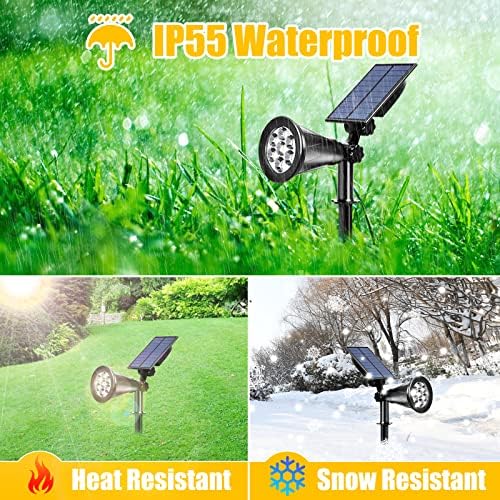 T-SUN Solar Spot Lights Outdoor Waterproof, Warm White, 2 Pack - Image 5