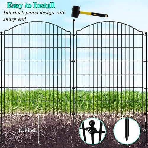 Decorative Garden Fences 40in x 24ft, 10 Pack Outdoor Fencing Animal Barrier Dog Border, Metal Wire Fence Panels for Garden Decor, Flower Bed Edging Borders for No Dig Patio Yard - Image 4