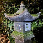 Solar Pagoda Lantern Statue Moss Covered 31.5”H LED Japanese Zen Decor - Image 6