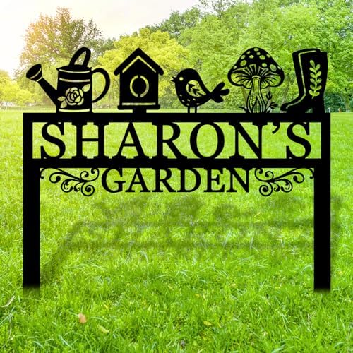 Personalized Garden Sign, Custom Yard Sign With Metal Stake, Garden Signs Decorative Outdoor, Gardens Sign Stake, Lawn Signs, Yard Gifts, Mother Gift by MBKJCUSTOM