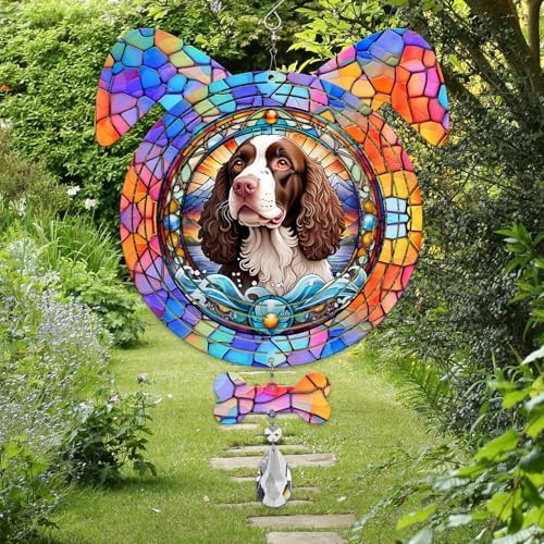American Water Spaniel Dog Ears Wind Spinner, American Water Spaniel Wind Spinner Hanging for Yard and Garden - Image 6