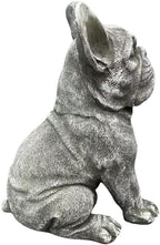 16'' French Bulldog Statue,Rustic Stone Finish Resin Dog Sculpture,Grey - Image 7