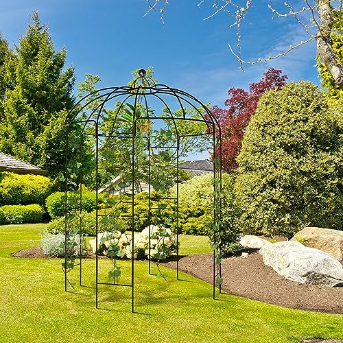 Garden Arbor, 9FT Metal Garden Arch for Climbing Plants Outdoor, Black Gazebo Archway for Lawn, Patio and Backyard, Wedding Arches for Ceremony, Includes Ground Stakes - Image 3