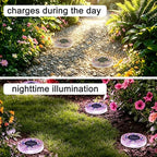 Solar Mosaic Disk Lights Outdoor, Waterproof Mosaic Glass Decorative Solar Garden Lights Auto On/Off, Decorative LED Pathway Lamp for Garden Walkway Patio Yard (Yellow) - Image 3
