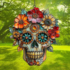 Floral Sugar Skull Acrylic Suncatcher - Image 3
