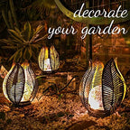 Solar Garden Lights Waterproof Decorations,Crackle Globe Glass,Metal Palm Leaf Solar Lights for Outdoor Decor On Garden,Patio,Yard,Front Porch,Tabletop Lamp-Perfect Gifts - Image 6