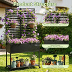 Metal Raise Garden Bed with Trellis,70" Elevated Trellis Planter Outdoor - Image 2