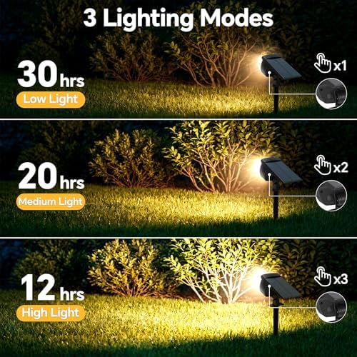 Solar Spot Lights Outdoor, 3 Modes 2-in-1 IP65 Waterproof 4 Pack Spotlights - Image 2