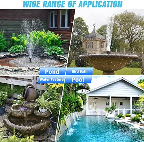 20W Solar Fountain Pump, 350GPH Submersible Solar Pond Pump with Adjustable Flow & 4 Nozzles, Anti-Clog Barrier Bag for Bird Bath, Outdoor Pond, Garden Water Features, Pool - Image 6