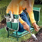 TomCare Upgraded Garden Kneeler Seat Widen Soft Kneeling Pad Garden Stools Garden Bench with 2 Large Tool Pouches Outdoor Foldable Gardening Gifts for Women Men Gardeners, Green - Image 2