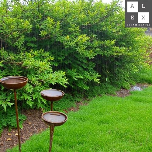 Rustic Metal Rain Catcher Bowl Set of 3 – Weatherproof Outdoor Garden Art, Decorative Iron Bird Bath Stakes, Yard Water Feature, Unique Gift for Nature Lovers - Image 5