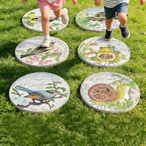 GZHERVICES Garden Stepping Stones, Decorative Lawn Steppers, and Round Concrete Stepping Stones—Decorative Stones Suitable for Gardens, Courtyards, Patios, Or Walkways(Multi-Colored-B) - Image 3