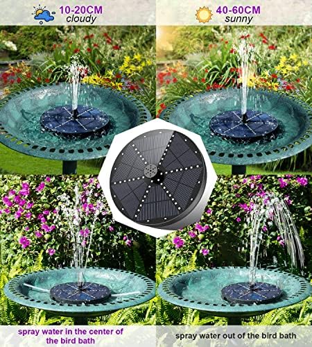 SZMP Solar Fountain 4W Bird Bath Fountains Upgraded 60 LED Lights, Built-in 4000 mAh Battery with 7 Nozzles & 4 Fixers, Solar Water Fountain for Garden, Bird Bath, Pool, Pond, Outdoor - Image 4