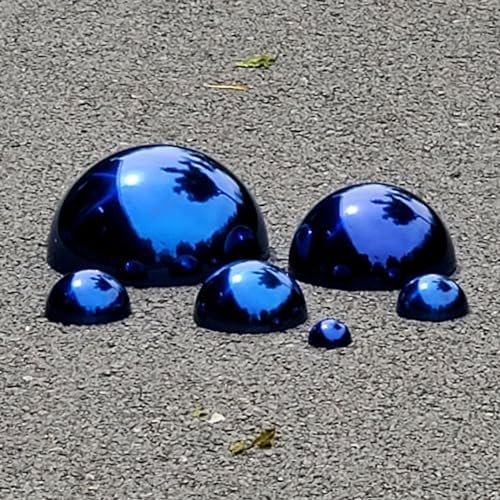 6Pcs Hemisphere Gazing Ball, Stainless Steel Mirror Polished Hollow Half Balls, Seamless Gazing Hemisphere Hollow Floating Reflective Hemisphere for Home Pond Outdoor Wall Decor (Blue) - Image 3