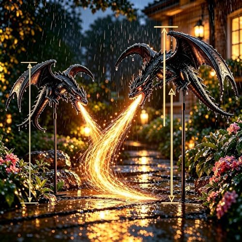 Solar Dragon Fire Garden Light,2027 New Gothic Winged Dragon Stake Light by Unknown
