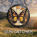 CHATYOUNG Stained Glass Window Hanging Retro Butterfly Large 15" - Suncatcher Door Garden Home Decor and Christmas Mother's Day Birthday Gift for Grandma Nana Mom Women Wife Girlfriend Friend - Image 3