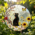 Larger 12-in Black Cat Suncatcher Stained Glass Window Hanging Sun Catcher by Unknown