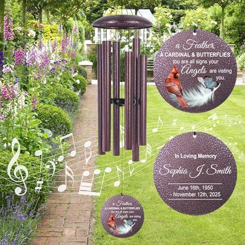 ASTARIN Custom Cardinal Wind Chimes for Loss of Lover Mom Dad, Butterfly Wind Chime Memorial Sympathy Gifts for Remembrance, Windchimes in Memory of a Loved One - Image 2