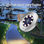 Aogist Solar Ground Lights - 12 Pack, 8 LED, Waterproof Outdoor Disk Lights for Pathway, Yard, Walkway, Patio, Lawn Path (Warm White) - Image 2