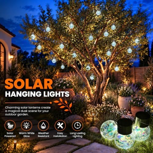 GIGALUMI Solar Hanging Lights Christmas Solar Lights Outdoor Garden Decor - Image 3