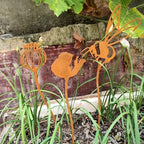 Decorative Garden Stakes Yard Art 3pcs Rustic Metal Set-Outdoor Vintage Ground Insert Decor with Abstract Design,Weather-Resistant Iron Signs for Patio,Seasonal Festival Decoration by Unknown
