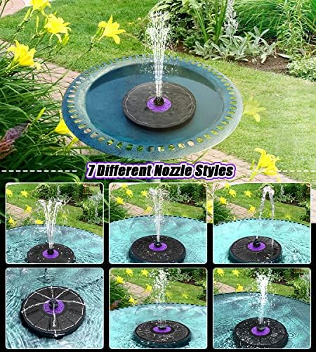 SZMP Solar Fountain Upgraded 100% Glass Panel & Solar Fountain 3.5W Bird Bath Fountains with Flower 2023 Upgraded Glass Panel (Black) - Image 6