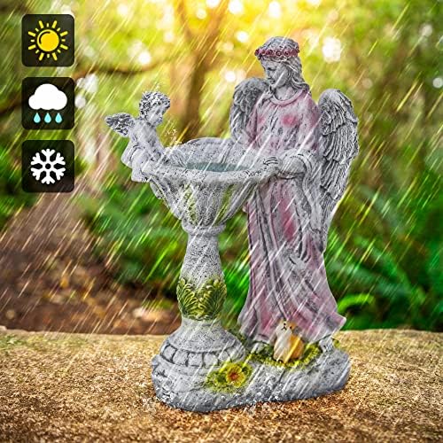 Solar Garden Statue Outdoor Angel Garden Figurine with Color Changing Light - Image 5