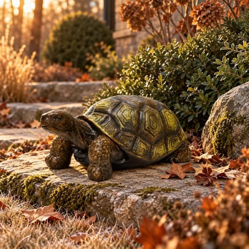 21.3" Resin Turtle Outdoor Garden Statue, with Realistic Shell Detail - Image 4