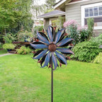 VEWOGARDEN Wind Spinners Outdoor, Metal Kinetic Wind Spinner with Flower Design for Yard Garden Lawn Decorations, Dark Blue - Image 6