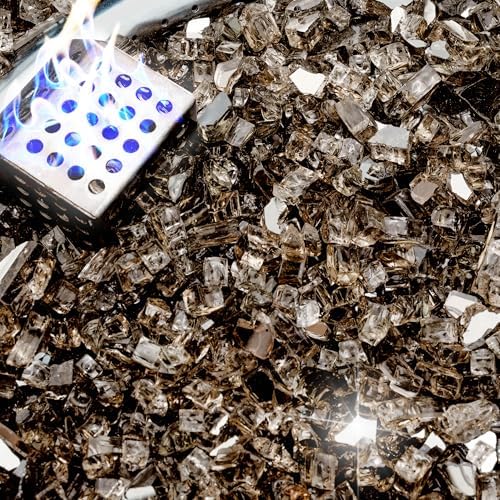 NUPICK 20 Pound Fire Glass, 1/4 Inch Reflective Fire Pit Glass by CreateAmazingChoice