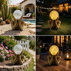 Solar Garden Statue with Crackle Glass Gazing Ball, Outdoor Warm LED Decor - Image 7
