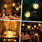 2 Packs Hanging Outdoor Solar Lanterns Decorative Lights 30 LED Waterproof Cracked Glass Jar Garden Lights for Court Yard Patio Pathway - Image 4