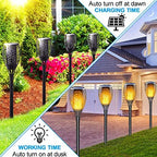 Solar Torch Light with Flickering Flame, Upgraded Solar Flame Lights Outdoor, LED Solar Powered Wall Mounted Night Lights for Garden Pathway, Dusk to Dawn Christmas Landscape Decoration - Image 4