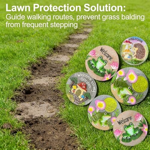 GZHERVICES Stepping Stone Ornaments for Courtyard Decor, Garden Landscape Stepping Stones and Lawn Walkway Pads, Decorative Garden Stones and Patio Path Pavers(Multi-Colored-A) - Image 7