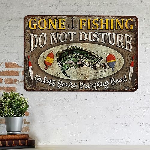 Fishing Décor For Home Gone Fishing Sign Do Not Disturb Fishing Signs Lodge Décor Fish Décor Gifts For Men Fishing Poster Funny Signs 108122001107 - Image 2