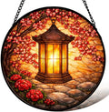 Stained Glass Window Hanging，Japanese Style Lantern 11.8in Sun Catchers Indoor Window, Home Decor Inside and Outside the Cottage, Gifts for Women by Unknown