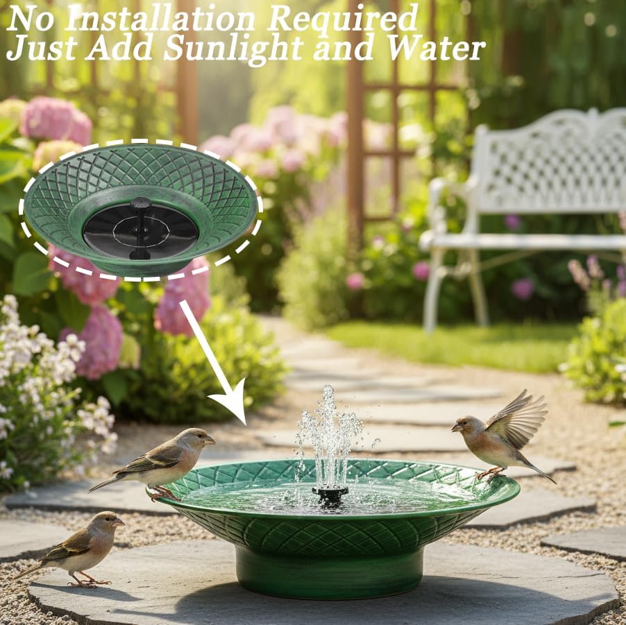 12.6" Bird Bath for Outside, Solar Bird Bath Fountains, Bird Bath Feeder - Image 6
