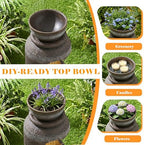 Outdoor Water Feature with Planter, Tiered Cracked Urn Water Fountain with Waterfalls, Garden Fountain with LED Lights for Patio, Yard, Porch and Home Décor, Terracotta Brown - Image 2